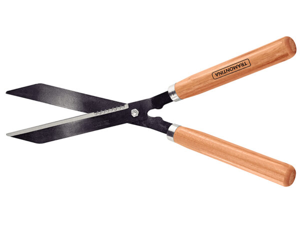 Tijera Para Cerca Vegetal/Césped, Láminas Pulidas Y Dientes, Mangos De Madera