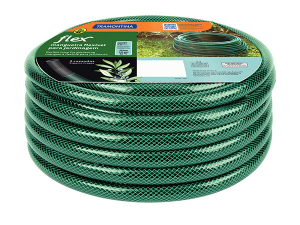 Manguera Flex Para Jardín, 1/2", 3 Capas, Rollo De 25 Mts Trenzada Extra Reforzada